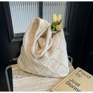 Bolso de hombro de playa de <span class=keywords><strong>lana</strong></span> tejida trenzada de verano al por mayor Retro Casual vacaciones ganchillo bolsa de compras de gran capacidad - Product Image 5