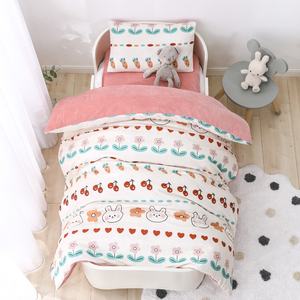 Housse de couette épaisse en velours de lait trois pièces, ensemble de literie pour enfants avec motif imprimé dessin animé mignon ours brun <span class=keywords><strong>petit</strong></span> <span class=keywords><strong>dinosaure</strong></span> - Product Image 4