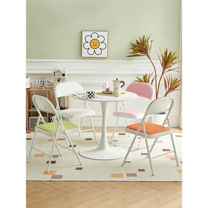 Chaise simple avec dossier, pieds en métal, pliable, pour bureau et salle à manger, design minimaliste pour la maison et le travail - Product Image 5