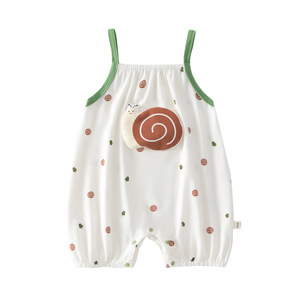 Mameluco sin mangas para bebé niña, de algodón fino, para verano, con estampado de caracol - Product Image 5