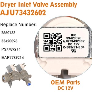 วาล์วน้ำเข้า AjU73432602 Dc12V สำหรับชิ้นส่วนเครื่องอบผ้าแอลจี เคนมอร์พลาสติกไฟฟ้าวาล์ว 2 ทาง - Product Image 3