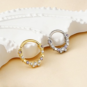 Anillo de Nariz de Titanio ASTM-F136 con Circonita Cúbica 5A, Piercings para <span class=keywords><strong>Tragus</strong></span> y Hélix, Joyería Corporal (Unisex) - Product Image 4