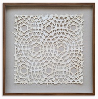 Cadre en bois d'art de lignes abstraites rurales avec décoration artistique de boîte d'ombre en papier de riz pour le salon