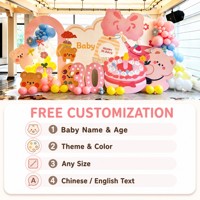 Décor de fond d'anniversaire pour bébé, thème Licorne Crème, en panneau KT, impression numérique, ensemble de ballons, pour photomaton et décoration de fête nouveau-né