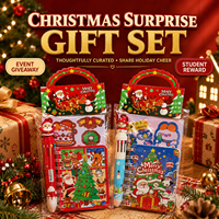 Ensemble de papeterie de Noël, boîte cadeau portable, stylo 10 couleurs, carnet spirale A7, autocollant, marque-page magnétique, souvenir, 9 styles mignons et miniatures