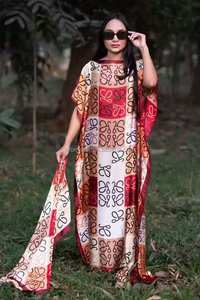 PROMISTAR da donna foulard in stile kaftano stampato in due pezzi in poliestere traspirante ad asciugatura rapida abito lungo Ghana africano - Product Image 5