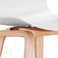 Chaise de bar ergonomique commerciale, tabouret haut en bois de caoutchouc courbé avec dossier pour bureau, cuisine, café, restaurant, comptoir de réception