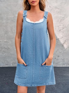 Robe Salopette en Jean Ample Multi-Poches avec Bretelles pour Femme et Fille – Collection Été 2026 – Combinaison en Denim Style Urbain - Product Image 2