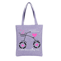 Sac à bandoulière en toile de lin et polyester avec fermeture éclair, style dessin animé, fourre-tout tendance pour femmes et étudiantes, polyvalent, couleur bonbon, pour le shopping