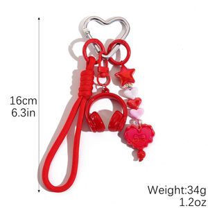 Braided Rope Keychain Heart Pendant Earphone Charm Cute <b>Phone</b> <b>Lanyard</b> Bag Strap Bow Accessory Gift Party Favor Souvenir - Product Image 3
