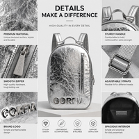 Sac à dos pour homme avec logo personnalisé, plusieurs options de couleurs, sac à bandoulière en cuir PU argenté, sac de voyage décontracté, fabricant OEM ODM
