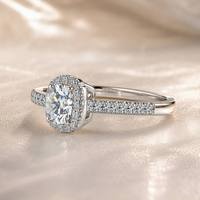 Bagues en argent sterling 925 avec halo de moissanite 1,2 ct, pavées, hypoallergéniques, bijoux de mode pour femmes, idéales pour un cadeau