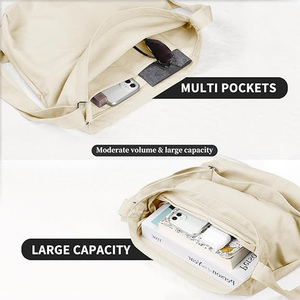 Custom Women's Blank Large Size Canvas Crossbody <b>Tote</b> Shoulder Bag with Open Closure for Outdoor & <b>Travel</b> Use - Product Image 4