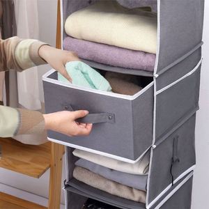 Organisateur de placard suspendu pliable à 6 étagères, étagères de rangement suspendues pour armoire, organisateur de placard suspendu à 6 étagères avec 2 tiroirs - Product Image 6