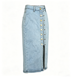 Falda Lápiz de Mezclilla de Color Sólido, Estilo Boutique, con Borlas, Vintage, Primavera-Verano, Estilo Europeo y Americano - Product Image 4