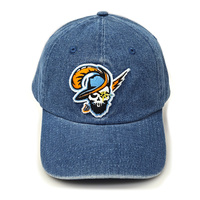 Casquette de baseball en denim de coton non structurée avec visière courbée, personnalisable avec patch brodé en tissu à motif de dessin animé, vente en gros
