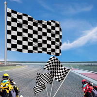 Drapeaux de course F1 à carreaux noirs et blancs, drapeaux de signalisation de départ et d'arrivée, drapeaux en nylon rouge et blanc, mât en aluminium durable