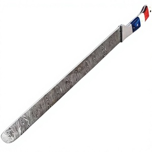 Couteau à filet en acier Damas fait main sur mesure OEM, lame droite à bord plat, manche style drapeau du Texas pour la pêche - Product Image 1