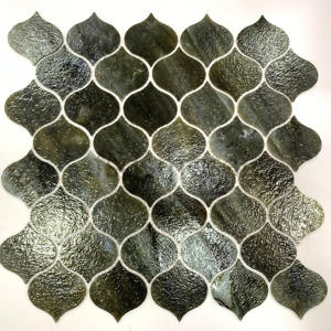 Mode de luxe <span class=keywords><strong>Gourde</strong></span> Parapluie Feuille Forme Céramique Verre Mosaïque Carreaux Muraux Populaire Métal Dosseret avec Pierre Design Graphique - Product Image 3