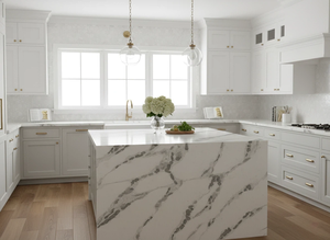 Encimera de Cuarzo Jade Diano Gold de Vietnam, Gran Losa de 20 mm, Moderna y Ecológica, para Hotel, Baño, Cocina, Modelo 3D - Product Image 4