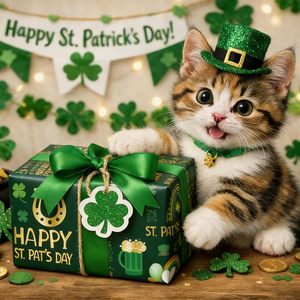 St. Patrick's Day Wrapping <b>Paper</b> Metallic Foil Green Shamrock Design 1 <b>Roll</b> Gift <b>Wrap</b> for St. Pat's Day Celebration - Product Image 5