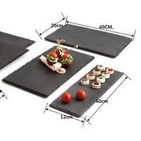 Plateau de service en ardoise naturelle carrée, écologique, de qualité alimentaire, style Japandi, plateau à fromage, plateau à sushi, assiette à dessert, pour la maison, le restaurant, la restauration