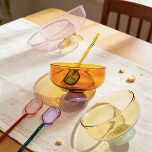 Tazón Cuadrado de Vidrio con Diseño Martillado, Tazón Pequeño para Postre, Fruta, Ensalada, Desayuno, Estilo Phnom Penh - Product Image 1