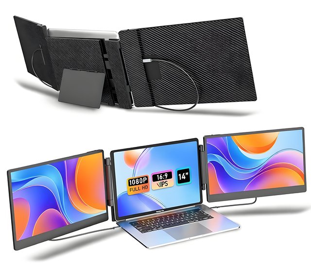 Factory FHD 1080P IPS Triple Laptop Screen Extender 14" Portable Monitor with Type-C Plug and Play Portable Monitor for Laptop