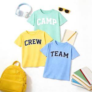 Lot de 3 T-shirts décontractés en tricot 100% coton à col rond respirants vert <span class=keywords><strong>jaune</strong></span> bleu à manches courtes pour garçons de 4 à 13 ans - Product Image 1