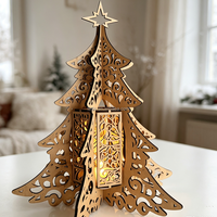 Lanterne de Noël en bois découpée au laser, puzzle 3D, chandelier, lampe de table, décoration de Noël personnalisée pour la maison, veilleuse, cadeau