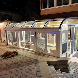 Véranda <span class=keywords><strong>de</strong></span> <span class=keywords><strong>jardin</strong></span> moderne et serre en verre étanches avec structure en alliage d'aluminium et <span class=keywords><strong>toit</strong></span> en verre trempé pour villas préfabriquées - Product Image 4