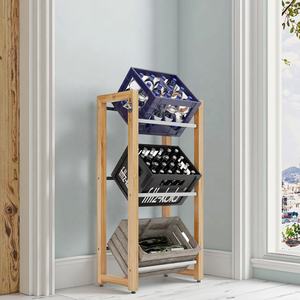 Étagère à boissons <span class=keywords><strong>en</strong></span> bambou à 3 niveaux, support pour caisses de bière, certifié qualité alimentaire, porte-<span class=keywords><strong>vin</strong></span>, étagère de rangement pour boissons pour la cuisine - Product Image 6