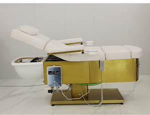 Lit de massage de luxe léger à 3 moteurs, lit de shampooing avec base dorée - Product Image 4