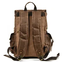 Mochila Retro de Cuero Crazy Horse, Lona Encerada, para Hombre y Mujer, de Cuero Genuino, Bolsa de Viaje para Computadora, Poliéster, para Montañismo