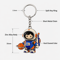 Ensemble de porte-clés en métal sur le thème de l'exploration spatiale, émail dur, astronaute, fusée, satellite, porte-clés souvenir, cadeau pour les passionnés d'espace