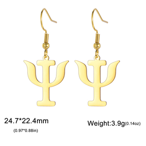 Myshape Cadeau de Nouvel An Boucles d'oreilles PSI pour femmes Boucles d'oreilles géométriques en acier inoxydable avec symbole de psychiatre Alphabet grec - Product Image 6