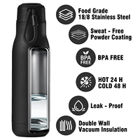 Bouteille d'eau de sport à double paroi personnalisée avec logo d'usine, sans BPA, en acier inoxydable, thermos sous vide, avec manchon de protection en silicone