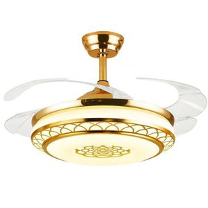 Hot Sale Gold Three Colors Chandelier Indoor Decoration Modern Retractable Blade <b>Fan</b> Celling with Led <b>Light</b> - Product Image 6