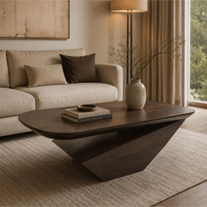 Table basse moderne en bois massif de grande taille pour salon, bureau à domicile, hôtel et intérieurs d'hôtellerie, table centrale élégante - Product Image 1