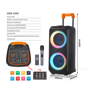 Altavoz Portátil Doble de 8 Pulgadas para Fiestas DJ Karaoke con Bluetooth y Luces Giratorias Modernas Estilo <span class=keywords><strong>Partybox</strong></span> con Ruedas - Product Image 4