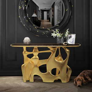 Personalizzato Design moderno irregolare in vetroresina consolle <span class=keywords><strong>tavolo</strong></span> di lusso nero <span class=keywords><strong>angolo</strong></span> <span class=keywords><strong>tavolo</strong></span> per soggiorno a casa o sala - Product Image 5