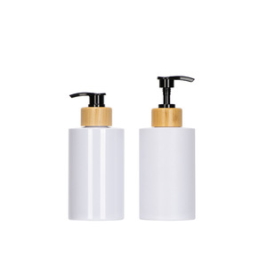 Bouteille distributrice de lotion cosmétique en bois de bambou 300 ml 500 ml avec pompe, flacon vide pour shampoing et lotion corporelle - Product Image 1