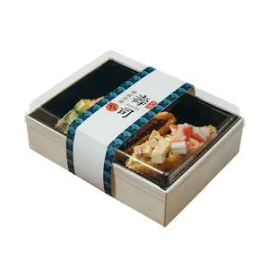 Tek kullanımlık paket servisi olan restoran ahşap suşi kutusu pasta tatlı ekmek Tiramisu kek kaplama peynir gıda konteyner ambalaj kutuları