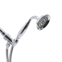 Kit de douche contemporain en laiton avec tuyau, jet doux, fixation murale pour appartement, finition brossée