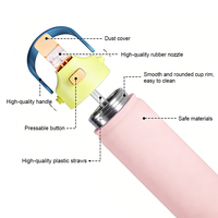 Bouteille d'eau isotherme en acier inoxydable avec couvercle à clapet et poignée, gourde de sport et de voyage, plusieurs tailles, sans BPA, vente en gros OEM