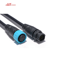 Connecteurs circulaires de signalisation LLT IP67 étanches M16 mâle-femelle 12 broches, câble PVC 24 AWG, couleur noire