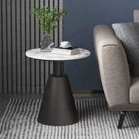 Table d'appoint grise de salon haute brillance au design de luxe 2 pièces pieds en métal petite Table basse ronde de café