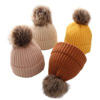Bonnet Enfant Hiver Accessoires Tricot Pompon Bébé Bonnet Fourrure Fille Garçon