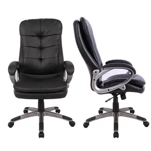 High Quality Leather Big Swivel Ergonomic Office Boss Chair With Height Adjustable