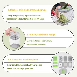 Mini Picador de Verduras de 4 Cuchillas con Tapa Transparente <span class=keywords><strong>y</strong></span> Soporte de Cuchillas Extraíble, Rebanador de Alimentos Multifunción <span class=keywords><strong>para</strong></span> una Preparación Rápida en la Cocina - Product Image 4